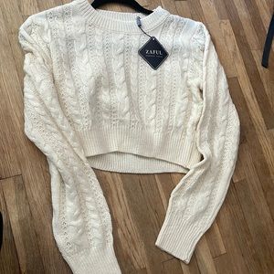 Zaful cream cropped sweater
